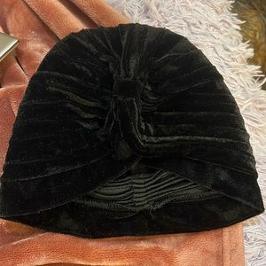 Black velvet cap for curly hair